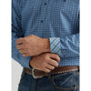 WRANGLER MENS GEORGE STRAIGHT BUTTONE DOWN SHIRT - BLUE CHAIN