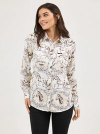 WRANGLER WOMENS SADDLE UP SLIM WESTERN SNAP SHIRT