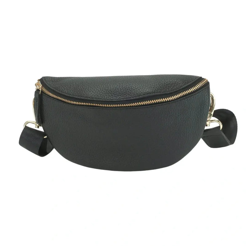 RIVET AND BURR HALF MOON FANNY PACK WITH REMOVABLE STRAP