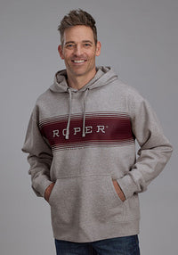 ROPER MENS HOODIE - GREY/BURGUNDY