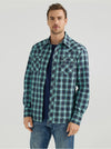 WRANGLER MENS RETRO LONG SLEEVE WESTERN SHIRT - TEAL DREAM