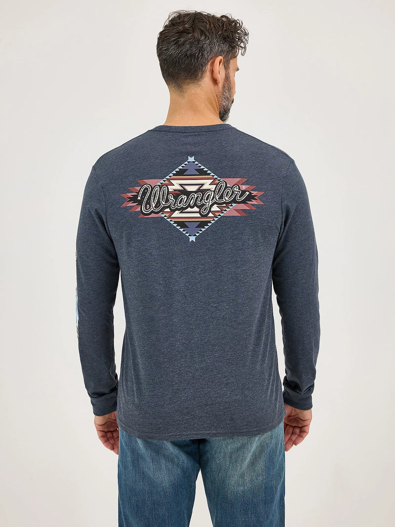 WRANGLER MENS LONG SLEEVE GRAPHIC SHIRT - DARK NAVY