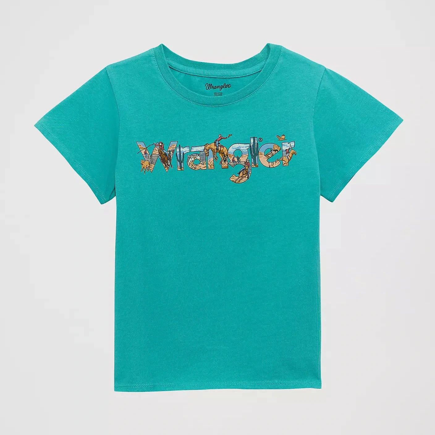 WRANGLER GIRLS WESTERN GRAPHIC TEE - TEAL LOGO