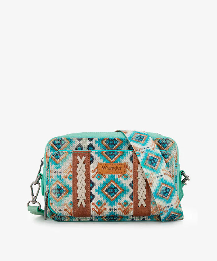 WRANGLER AZTEC DUAL SIDED PRINT CROSSBODY PURSE