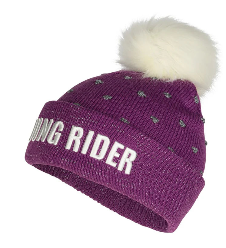 HORZE TERRY KIDS REFLECTIVE KNITTED HAT - PURPLE