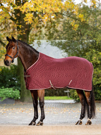LEMIEUX ARIKA MONOGRAM FLEECE RUG - BURGUNDY