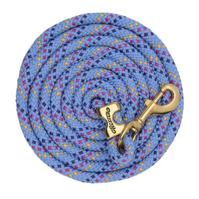Corde de longe en cuir et polyester Weaver de 3 m avec mousqueton en laiton massif - Arc-en-ciel