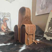Leather Saddle Bags -Floral Light Oil