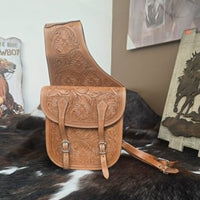 Leather Saddle Bags -Floral Light Oil