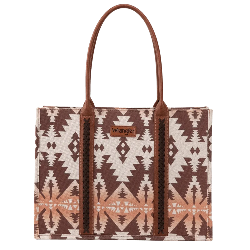 Wrangler Southwestern Aztec Print Canvas Wide Tote