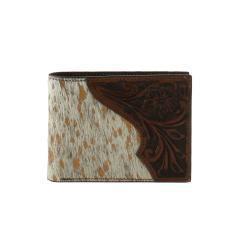 Nocona Bifold Wallet Tooled Calf Hair Brown