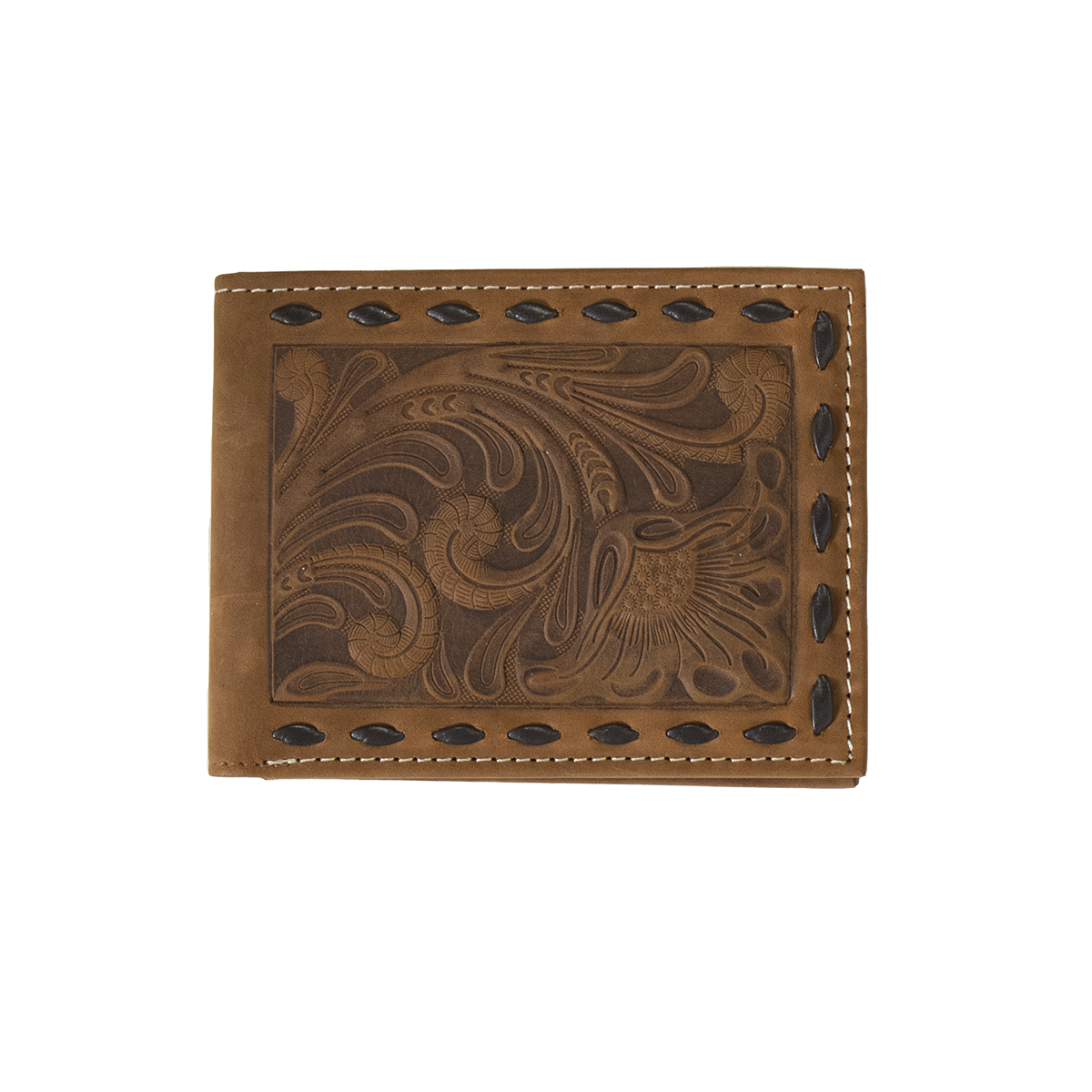 NOCONA BIFOLD WALLET FLORAL EMBOSSED BUCK LACING