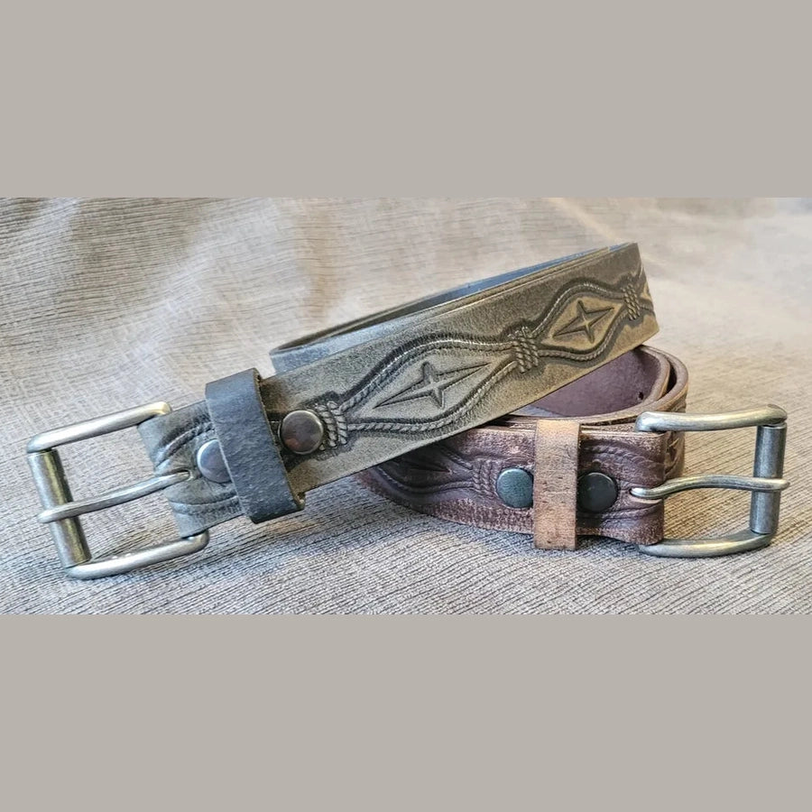 ROPE EMBOSSED MENS BELT - BLACK