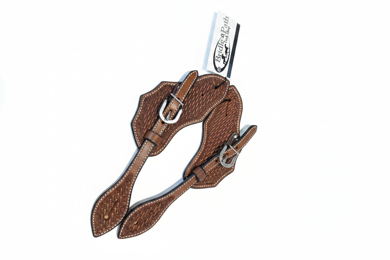 Basket Stamp Shaped Spur Strap - Chestnut
