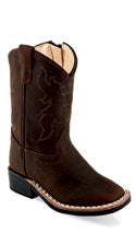 Old West Toddler Cowboy Boot - Distressed Brown Square Toe