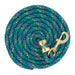 Corde de longe en cuir et polyester Weaver de 3 m avec mousqueton en laiton massif - Arc-en-ciel