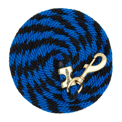 WEAVER LEATHER POLY LEAD ROPE 10' WITH SOLID BRASS SNAP - STRIPED SPIRAL TWIST
