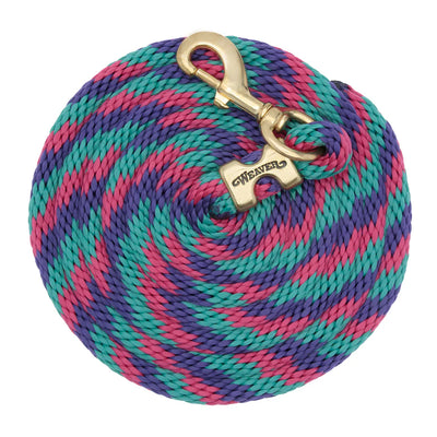 WEAVER LEATHER POLY LEAD ROPE 10' WITH SOLID BRASS SNAP - STRIPED SPIRAL TWIST