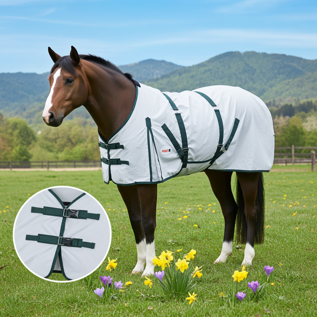 Couverture volante nordique avec bande ventrale et bordure verte - tour de cou standard