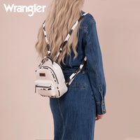 Wrangler Cow Print Trimmed Mini Backpack With Coin Pouch - Tan