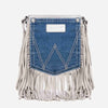 WRANGLER LEATHER FRINGE JEAN DEMIN POCKET CROSSBODY BAG