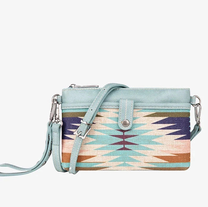 WRANGLER AZTEC PRINT CROSSBODY CLUTCH