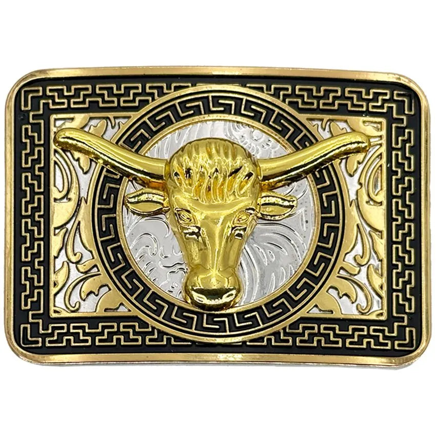 Vintage Bull Belt Buckle Square Golden Design