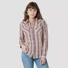 WRANGLER WOMENS RETRO PLAID SNAP SHIRT - PINK MAUVE