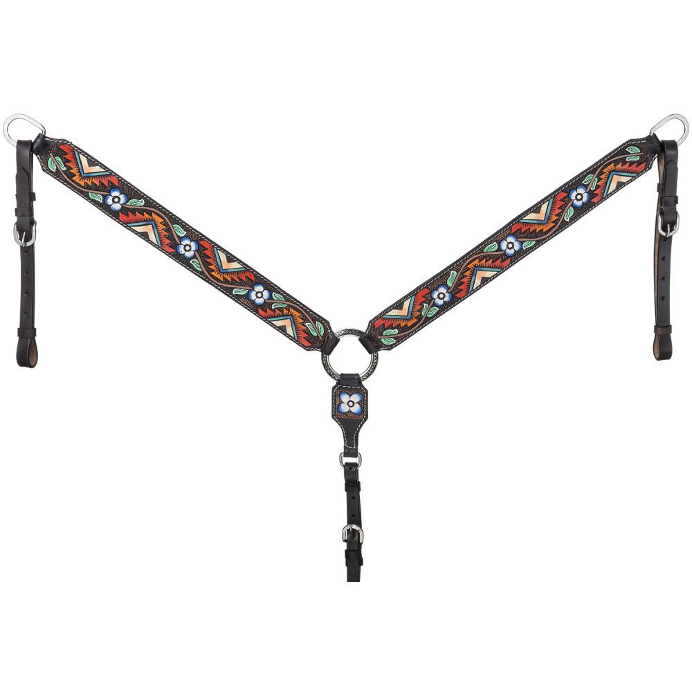 Aztec Earflower SILVER ROYAL AZTEC FLOWER ONE EAR HEADSTALL & BREAST COLLAR SET ...
