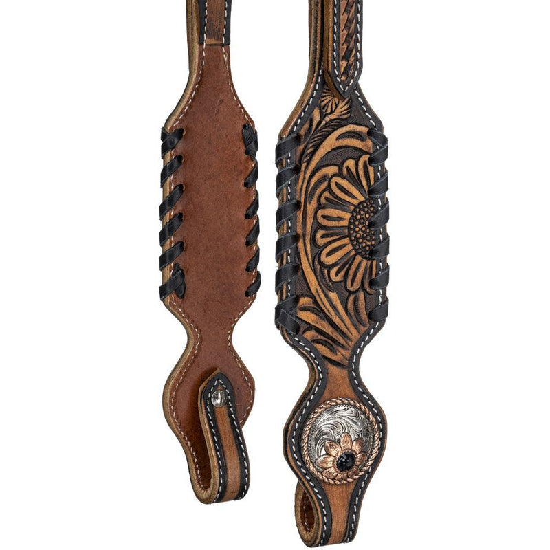 SILVER ROYAL SUNFLOWER BLACK LACE HEADSTALL & BREAST COLLAR SET