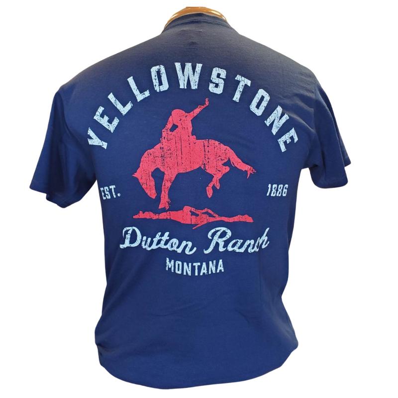 YELLOWSTONE MENS TEE - DUTTON RANCH RED LOGO NAVY