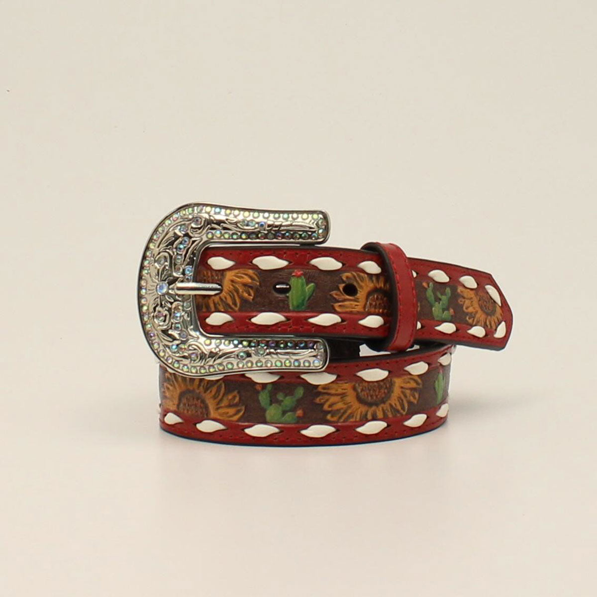 ANGEL RANCH GIRLS SUNFLOWER CACTUS RED BELT