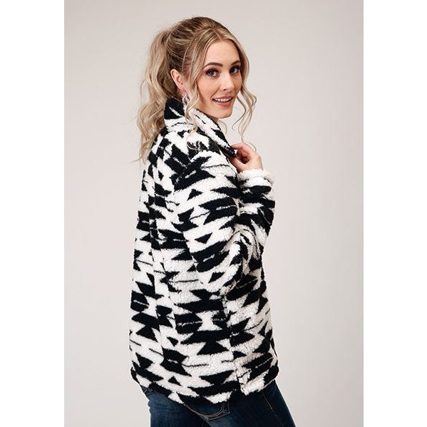 ROPER WOMENS POLAR FLEECE - BLACK WHITE AZTEC