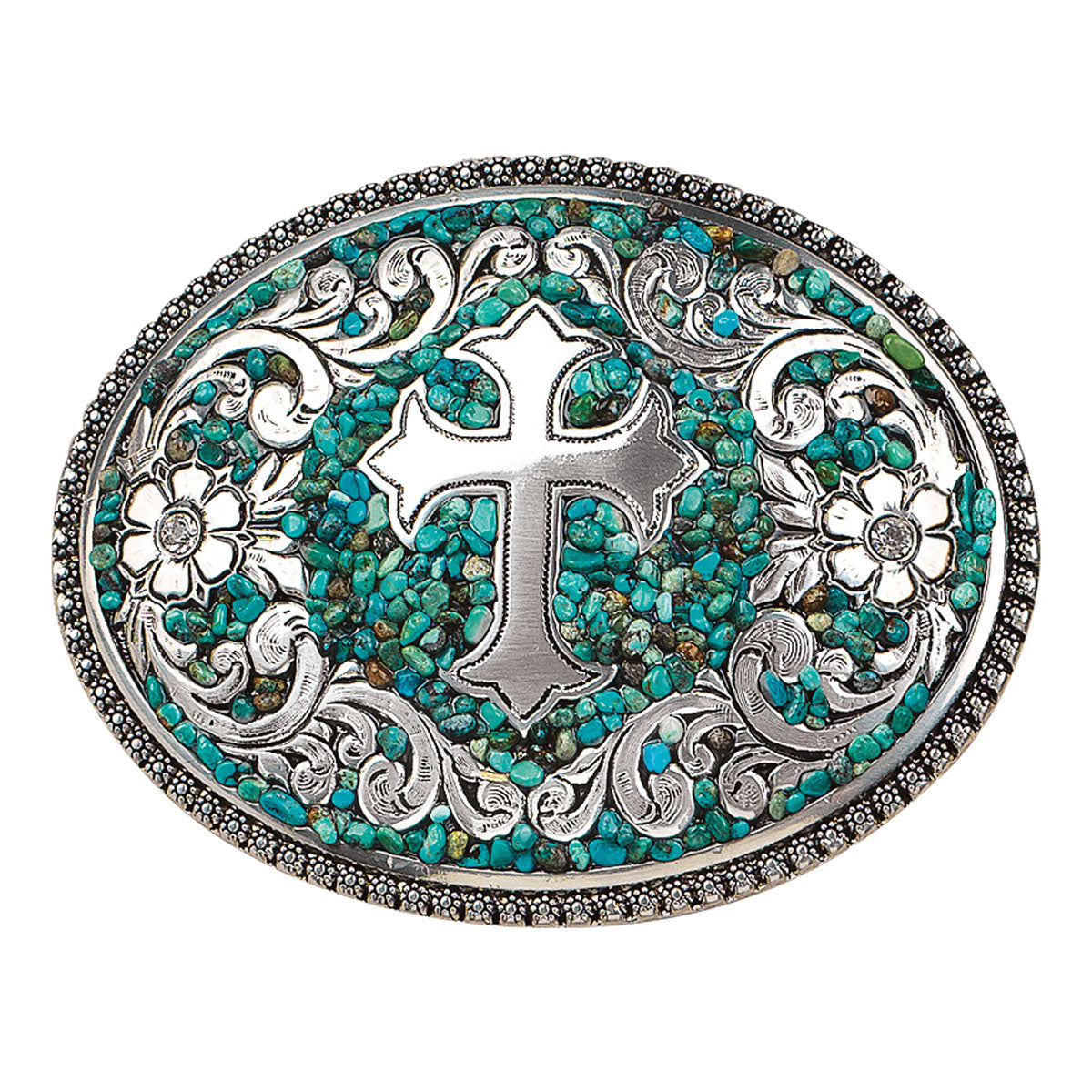 BLAZIN ROXX TURQ STONE CROSS BUCKLE