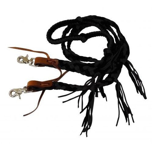 NYLON BRAIDED REINS WITH TASSELS - 8FT