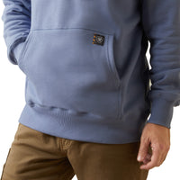 ARIAT MENS REBAR WORKMAN 1/4 ZIP HOODIE - BLUE HEATHER