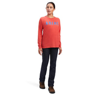 ARIAT WOMENS REBAR COTTON STRONG BLOCK LONG SLEEVE TEE - BAKED APPLE