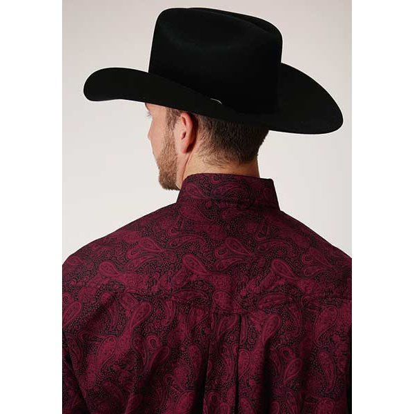 ROPER MENS OAKLEAF PAISLEY WINE SHIRT