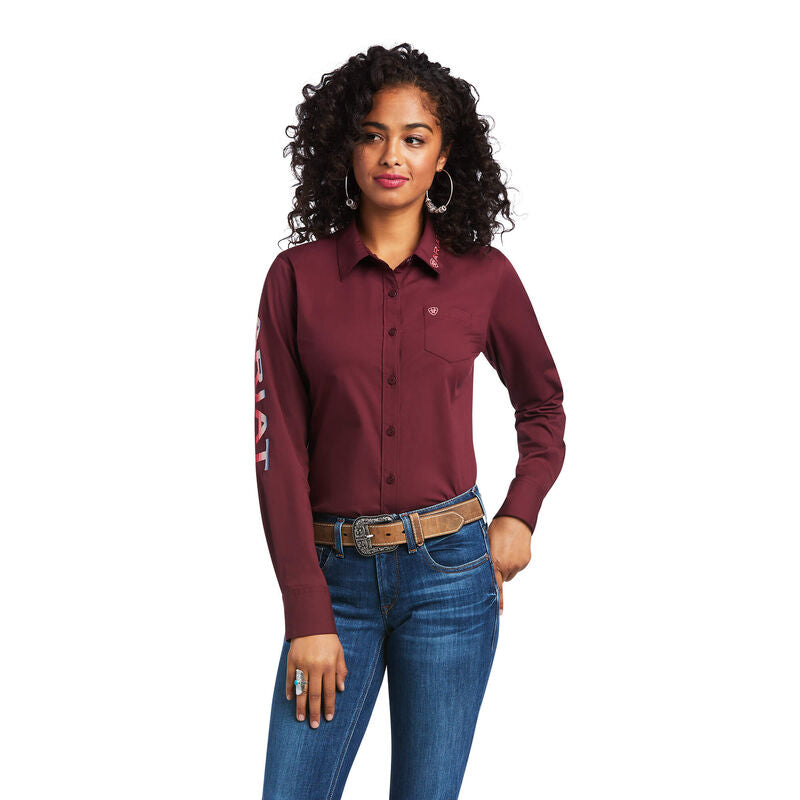 ARIAT WOMENS TEAM KIRBY SHIRT - ZINFANDEL