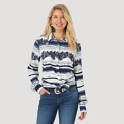 WRANGLER WOMENS NAVY STRIPE SHIRT