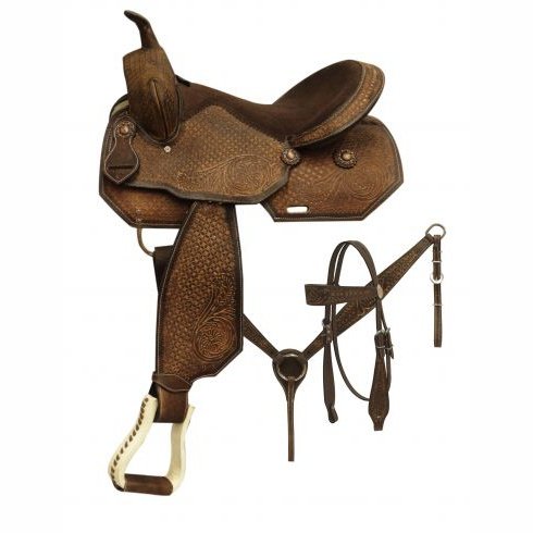 WESTERN PLEASURE SADDLE PACKAGE WITH TOOLED ROUGHOUT 16"