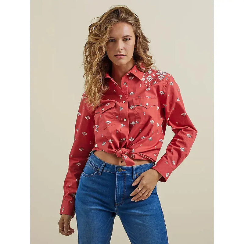 WRANGLER WOMENS RETRA AMERICANA BANDANA WESTERN SNAP SHIRT