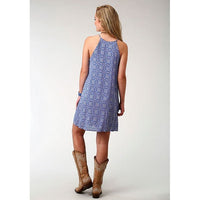 ROPER WOMENS BLUE TILE PRINT DRESS