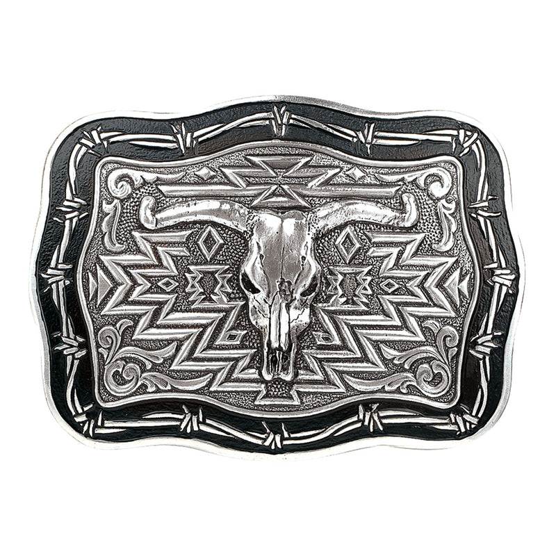 NOCONA SKULL AND BARB WIRE BELT BUCKLE