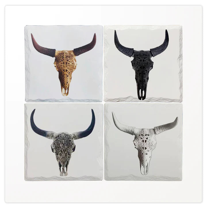 BULL SKULL COASTER SET OF 4