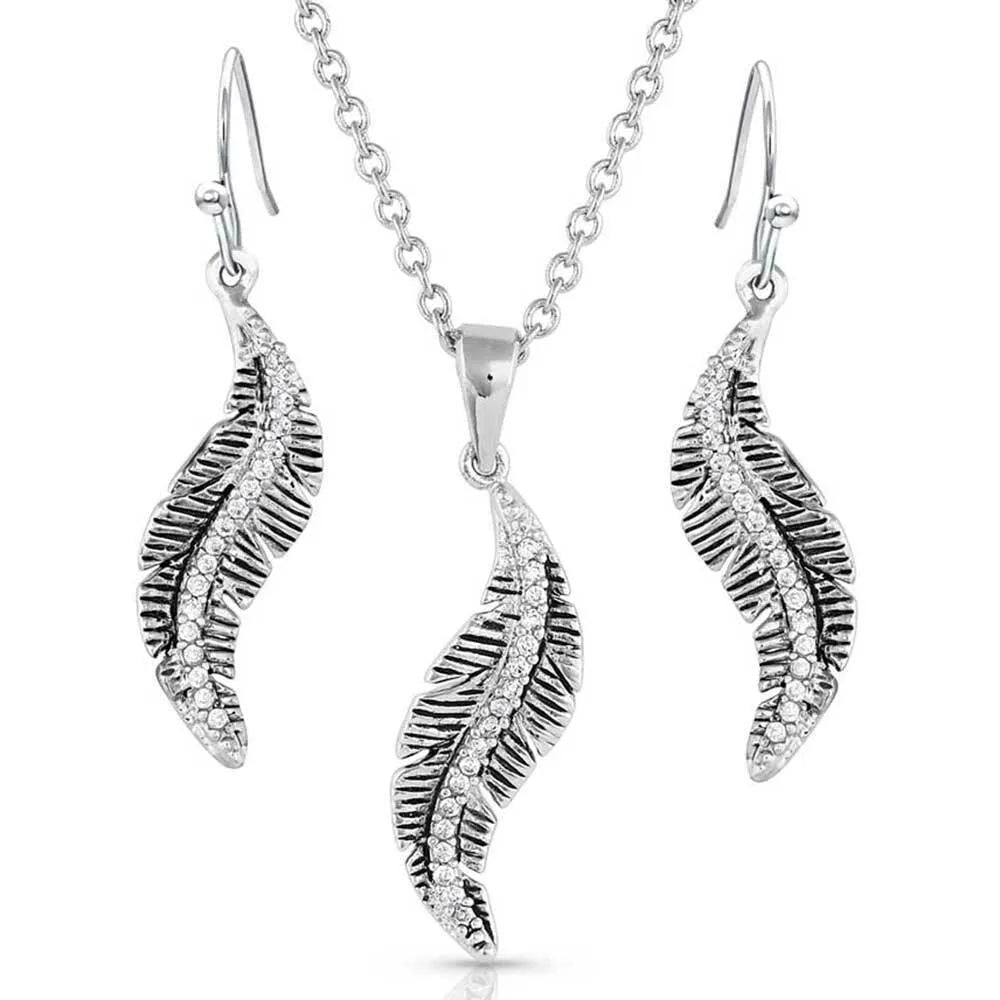 MONTANA SILVERSMITHS ALL ABOUT THE CURVE FEATHER JEWELRY SET