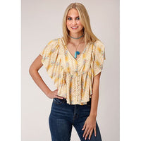 ROPER WOMENS CHALLIS PRAIRIE BLOUSE - WALLPAPER