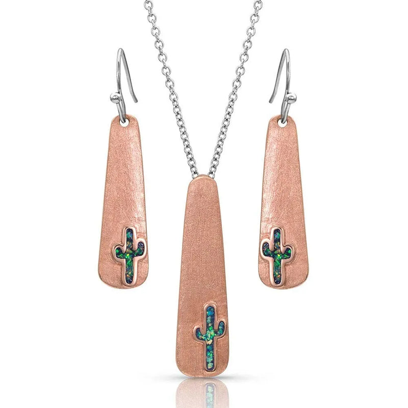 MONTANA SILVERSMITHS DESERT SUN OPAL CACTUS JEWELRY SET