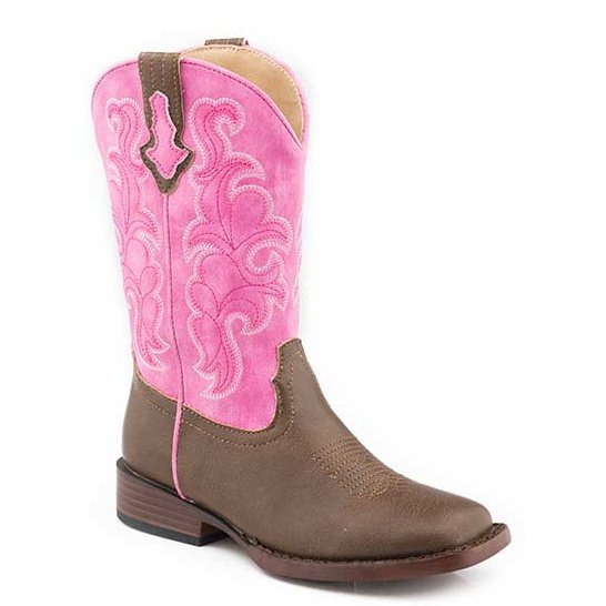 ROPER YOUTH PINK/BROWN SQUARE TOE WESTERN BOOT