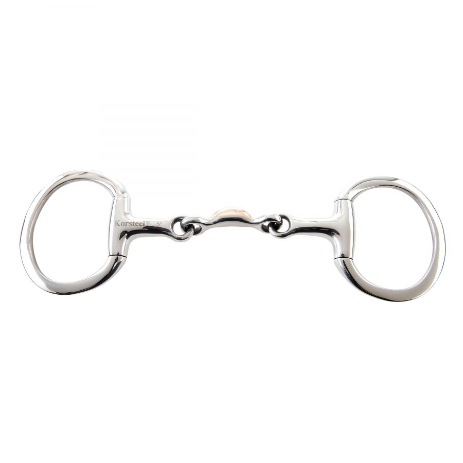 KORSTEEL QUARTER MOON COPPER MOUTH EGGBUTT SNAFFLE BIT 5"